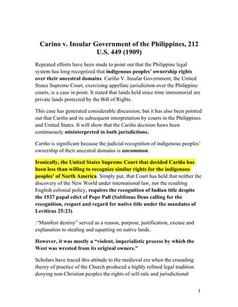 CARINO V. INSULAR GOVERNMENT, 212 U. S. 449 (1909).
